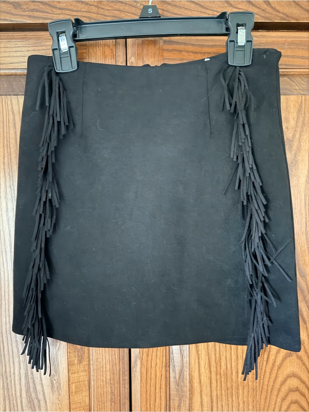 Black Fringe Mini Skirt - Women's Stylish Fringe Detail